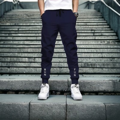 ENMA Solid Men Dark Blue Track Pants