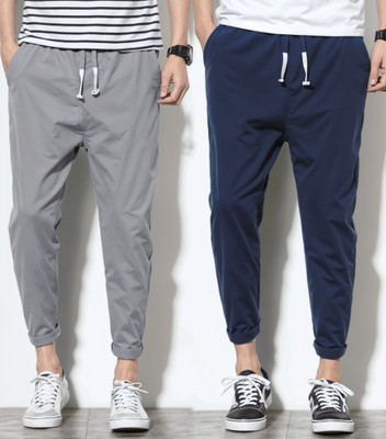 Pink Formal Self Design Men Blue, Grey Track Pants
