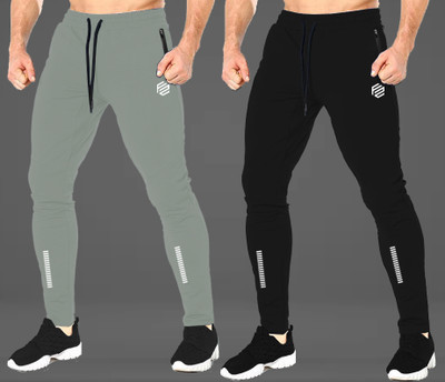 FLYZEN Solid Men Black, Green Track Pants