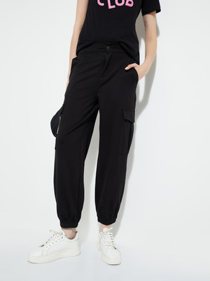 MAX Solid Women Black Track Pants