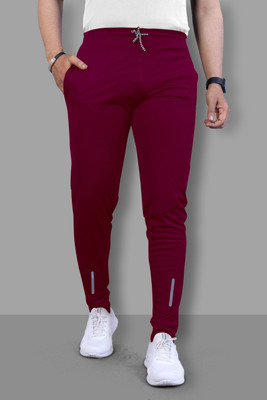 Z-DEVIL Solid Men Maroon Track Pants
