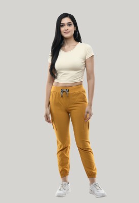 Brainbees Solid Women Yellow Track Pants