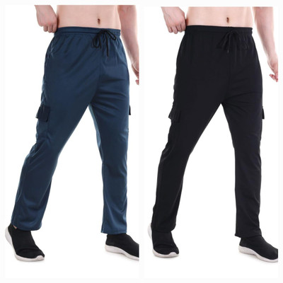 NAVII CLOTHING Solid Men Dark Blue, Black Track Pants
