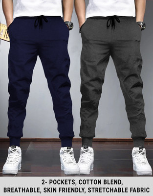 TRIPR Solid Men Blue, Black Track Pants