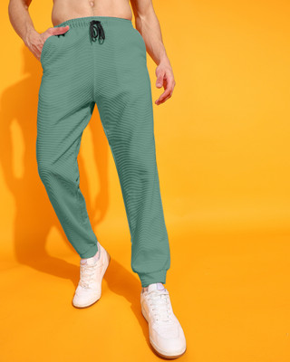INDICLUB Self Design Men Green Track Pants