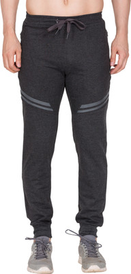 beUNIQ Solid Men Black Track Pants