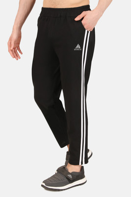 zazbi Striped Men Black Track Pants
