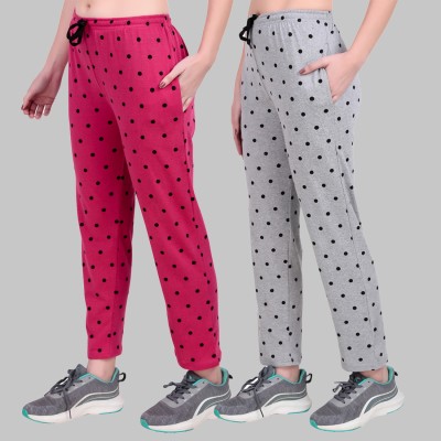 TSPORT Polka Print Women Pink, Grey Track Pants