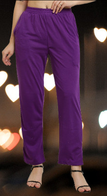 elegance redefined Solid Women Purple Track Pants