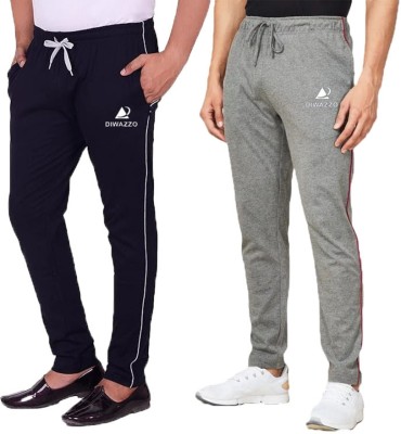 Diwazzo Solid Men Grey, Dark Blue Track Pants