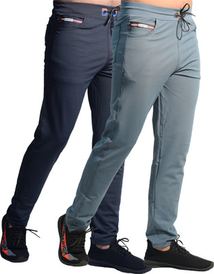 KHOZI Solid Men Light Blue, Grey Track Pants