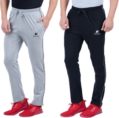 Diwazzo Solid Men Silver, Black Track Pants
