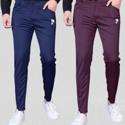 kkgarment Solid Men Blue, Purple Track Pants