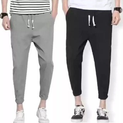 Retailmart Solid Men Grey, Black Track Pants