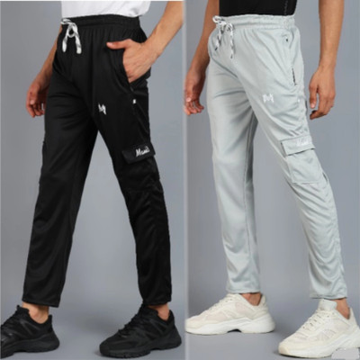 mank D Solid Men Black, Grey Track Pants
