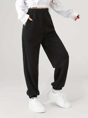 Dockstreet Solid Women Black Track Pants