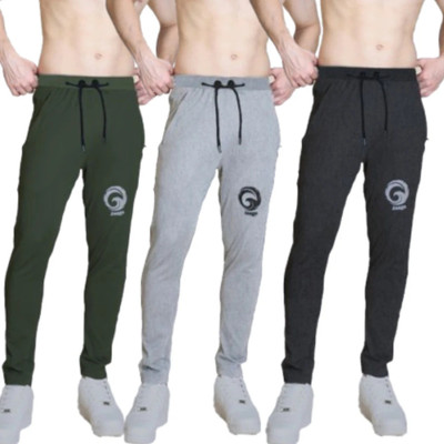 JAAGO Self Design Men Black, White, Dark Blue Track Pants