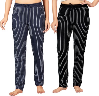 SOUTHTREE Striped Women Black, Blue Track Pants