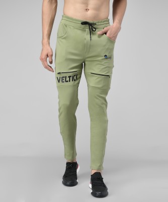 Veltick Solid Men Olive Track Pants