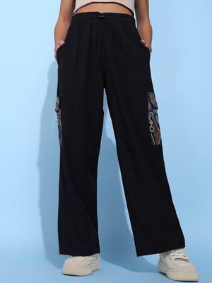 Lady Stark Printed Women Black Track Pants