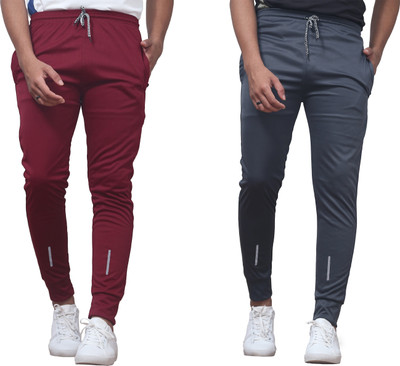 Clotvin Solid Men Red, Grey Track Pants