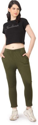 Frenchtrendz Solid Women Olive Track Pants