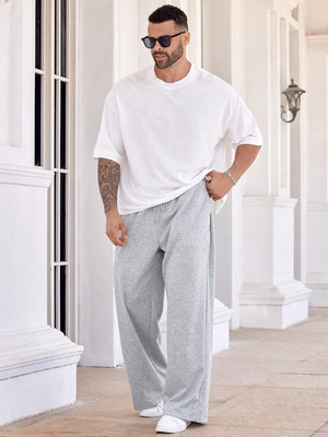 Flycollection Solid Men Grey Track Pants