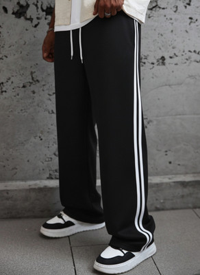 Dockstreet Striped Men White Track Pants