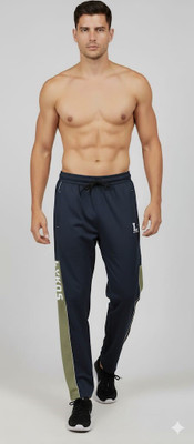 Lykos Solid, Self Design, Striped Men Blue Track Pants