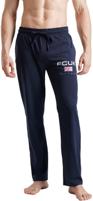FCUK Solid Men Dark Blue Track Pants
