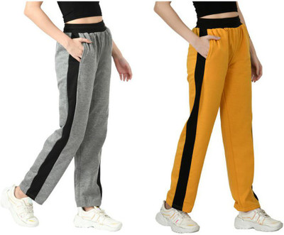 Indistar Colorblock Women Grey, Yellow Track Pants