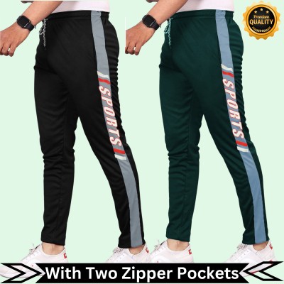 RK Costing Colorblock Men Black, Dark Green Track Pants