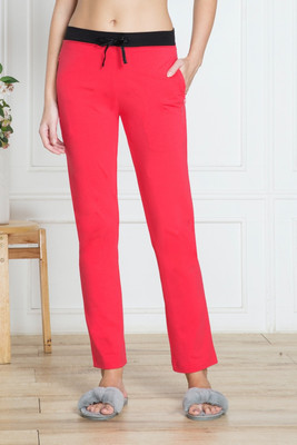 VAN HEUSEN Drawstring Waist And Reflective Trim Printed Women Red Track Pants