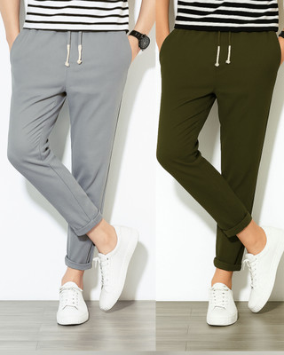 Fabrictown Solid Men Grey, Olive Track Pants