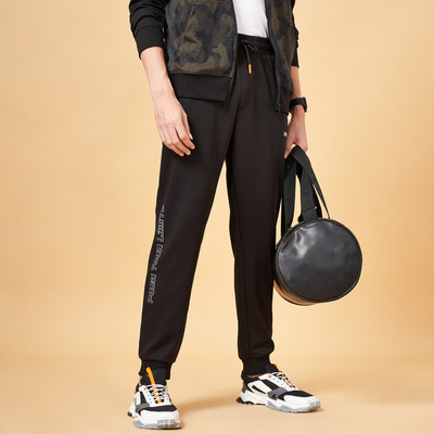 Ajile By Pantaloons Solid Men Black Track Pants