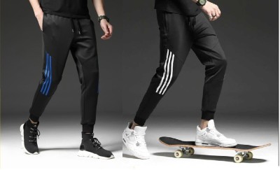 AE Fashion Striped Men Black Track Pants