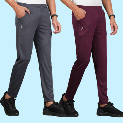 FICKA Solid Men Grey, Maroon Track Pants