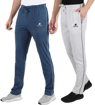 Diwazzo Printed Men Light Blue, Silver Track Pants