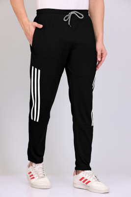 Cronix Striped Men Black Track Pants