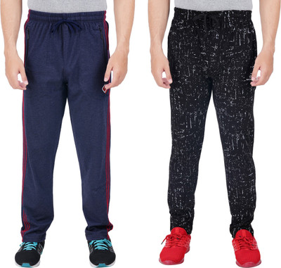 FEEL TRACK Solid, Printed Men Dark Blue, Black Track Pants