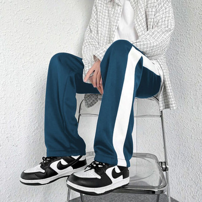 LOTHRIC Self Design Men Blue Track Pants