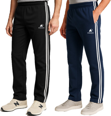 Diwazzo Striped Men Black, Dark Blue Track Pants