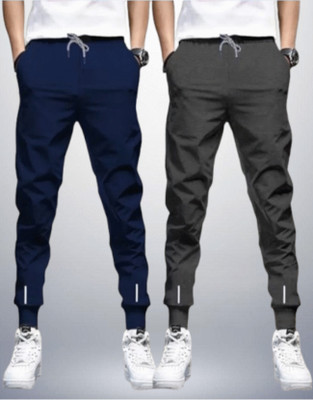 Reya Solid Men Grey, Blue Track Pants