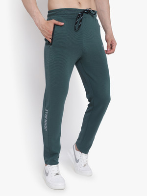 John Ally Solid Men Green Track Pants