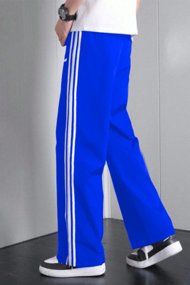 LOTHRIC Striped Men Blue Track Pants