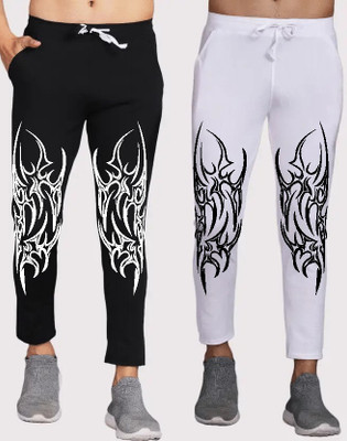 Ajay Solid Men Black, White Track Pants