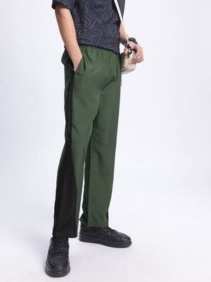 Glitchez Colorblock Men Green Track Pants