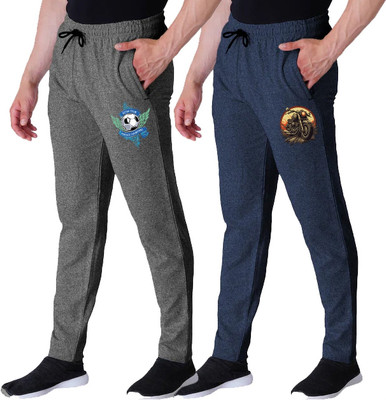Peach Blossom Printed Men Blue, Grey Track Pants