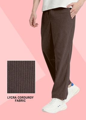 INDICLUB Self Design Men Brown Track Pants