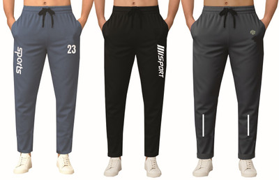 FLYZEN Solid Men Black, Grey Track Pants